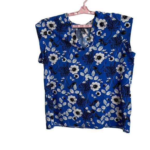 Hilary Radley Tops - Hilary Radley Womens Blue Dark Floral Sleeveless Blouse XXL Beachy Tropical